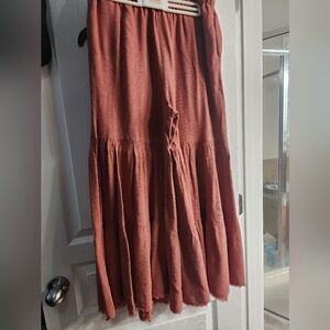 Rust Brown Women's Tierd Wideleg Pants